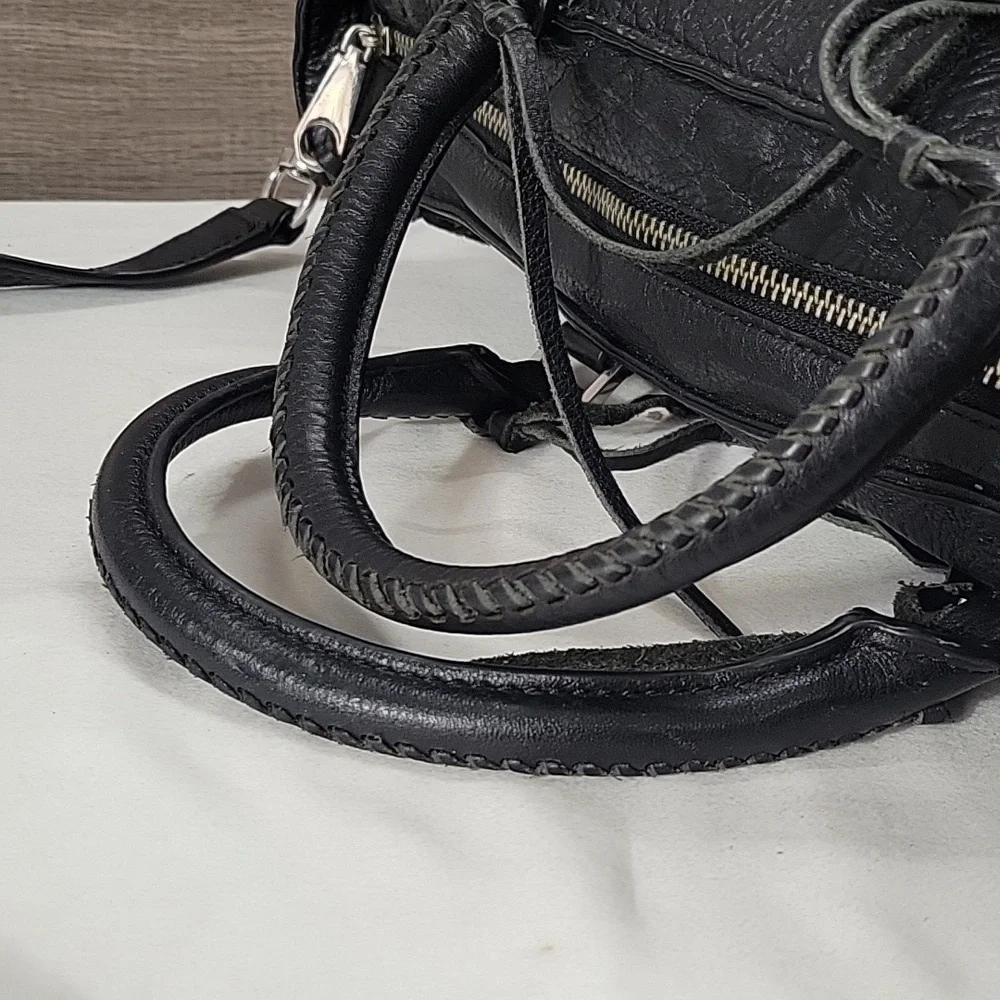Women's Rebecca Minkoff Black Pebble Leather Business Laptop Crossbody Bag